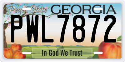 GA license plate PWL7872