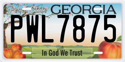 GA license plate PWL7875
