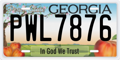 GA license plate PWL7876