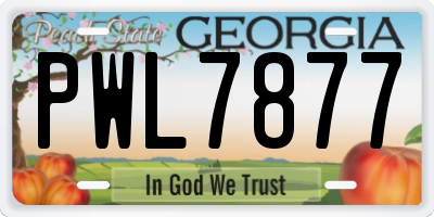 GA license plate PWL7877