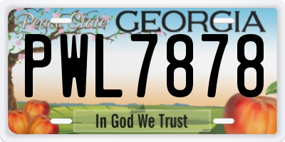 GA license plate PWL7878