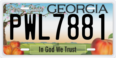 GA license plate PWL7881
