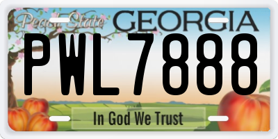 GA license plate PWL7888
