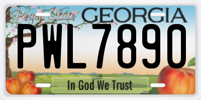 GA license plate PWL7890