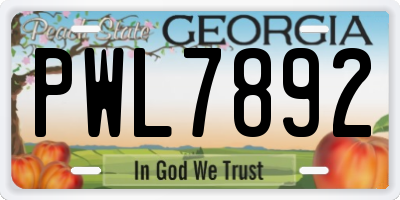 GA license plate PWL7892