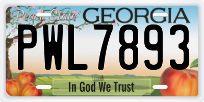GA license plate PWL7893