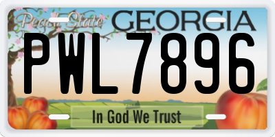 GA license plate PWL7896