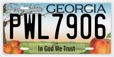 GA license plate PWL7906