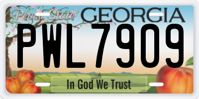 GA license plate PWL7909
