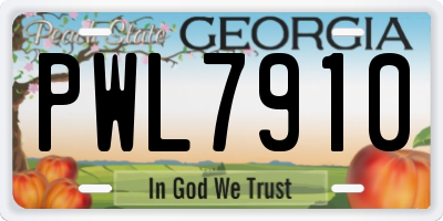 GA license plate PWL7910