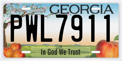 GA license plate PWL7911