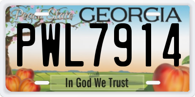 GA license plate PWL7914