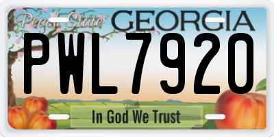 GA license plate PWL7920
