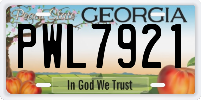GA license plate PWL7921