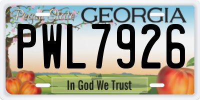 GA license plate PWL7926