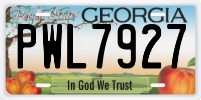 GA license plate PWL7927