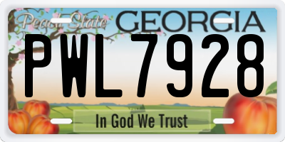 GA license plate PWL7928