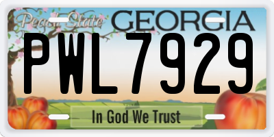 GA license plate PWL7929