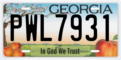 GA license plate PWL7931