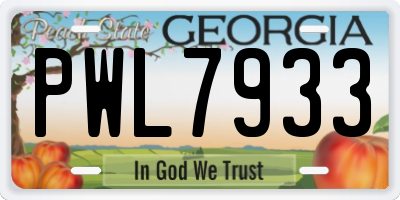 GA license plate PWL7933