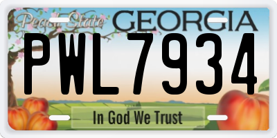 GA license plate PWL7934