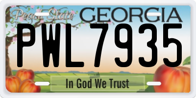 GA license plate PWL7935