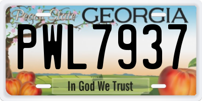 GA license plate PWL7937