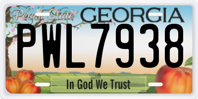 GA license plate PWL7938