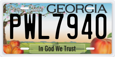 GA license plate PWL7940