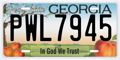 GA license plate PWL7945