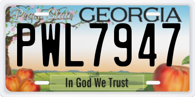 GA license plate PWL7947