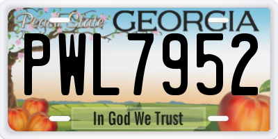 GA license plate PWL7952