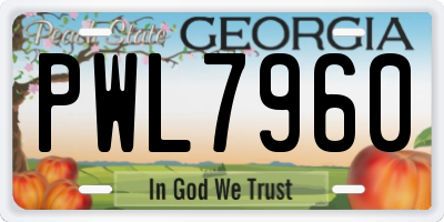 GA license plate PWL7960