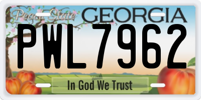 GA license plate PWL7962