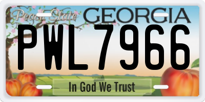 GA license plate PWL7966