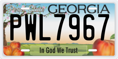 GA license plate PWL7967