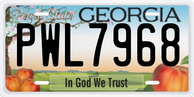 GA license plate PWL7968