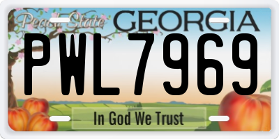 GA license plate PWL7969