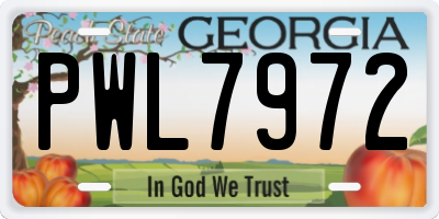 GA license plate PWL7972