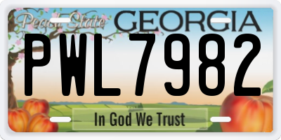 GA license plate PWL7982