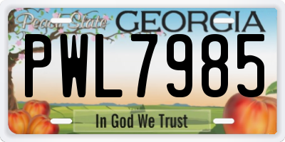 GA license plate PWL7985