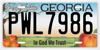 GA license plate PWL7986