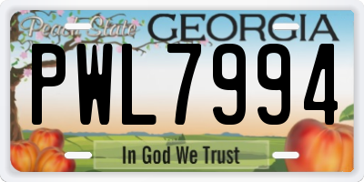 GA license plate PWL7994