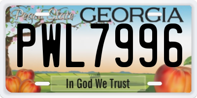 GA license plate PWL7996