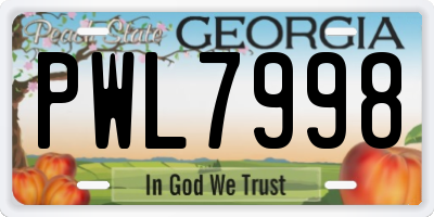 GA license plate PWL7998