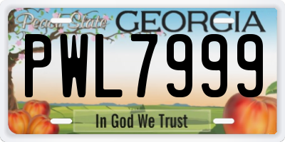 GA license plate PWL7999