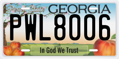 GA license plate PWL8006
