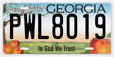 GA license plate PWL8019