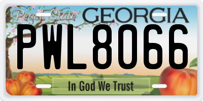 GA license plate PWL8066