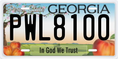 GA license plate PWL8100